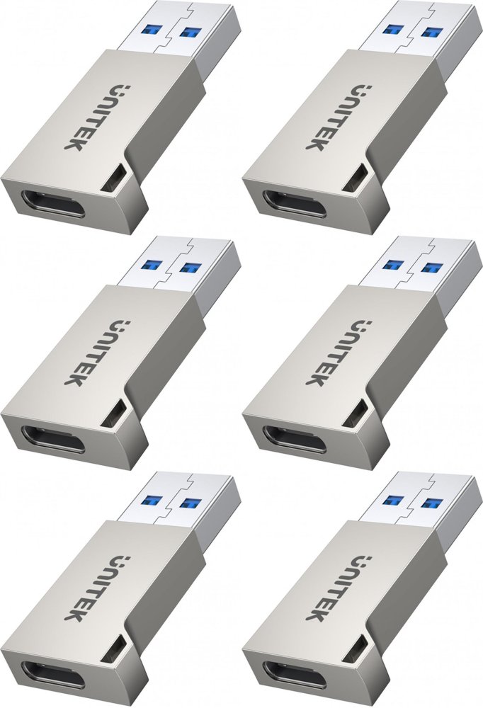 6x Adapter Unitek USB-A na USB-C 3.1 Gen1 A1034NI, szary
