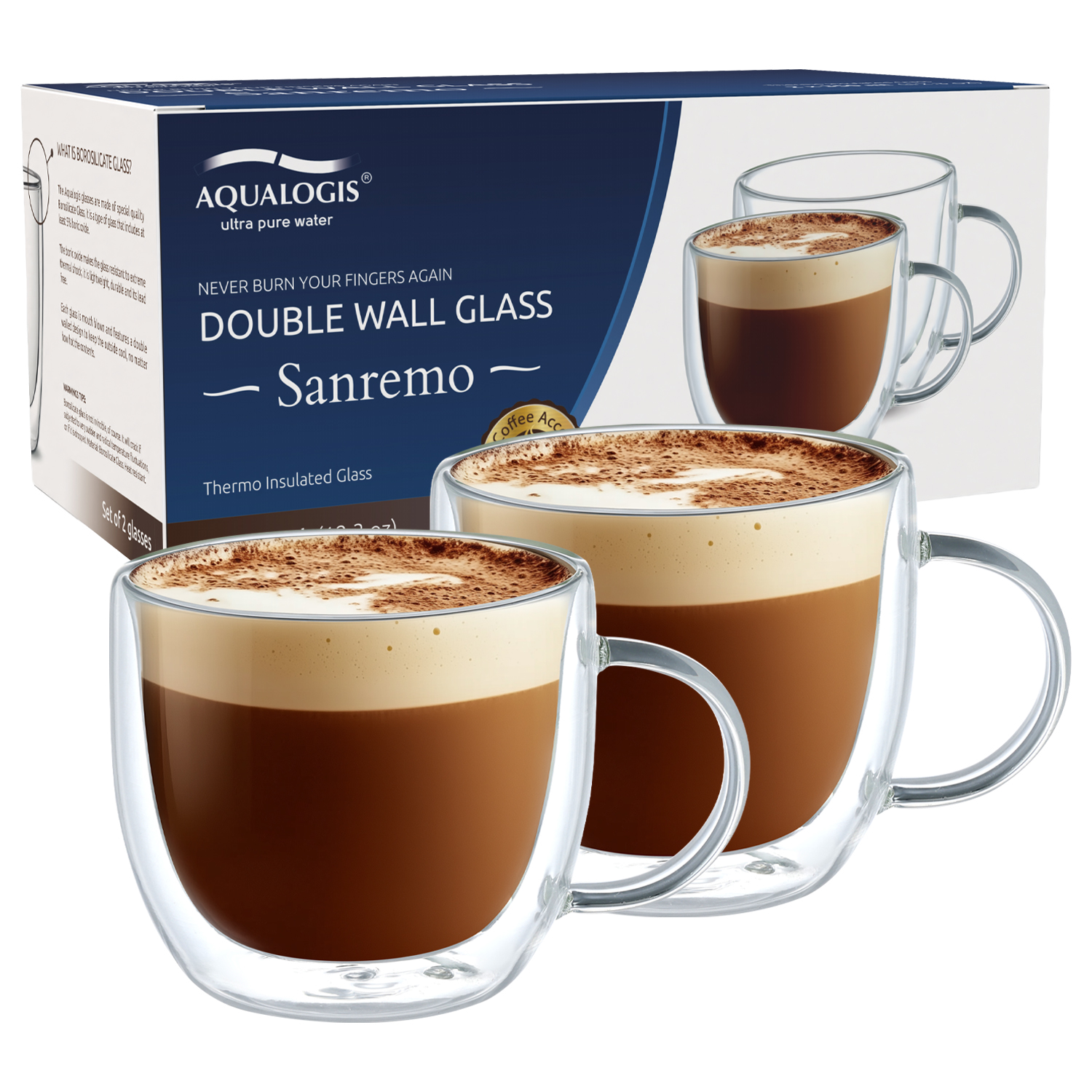 Szklanki termiczne z podwójną ścianką Sanremo 350ml z uchem