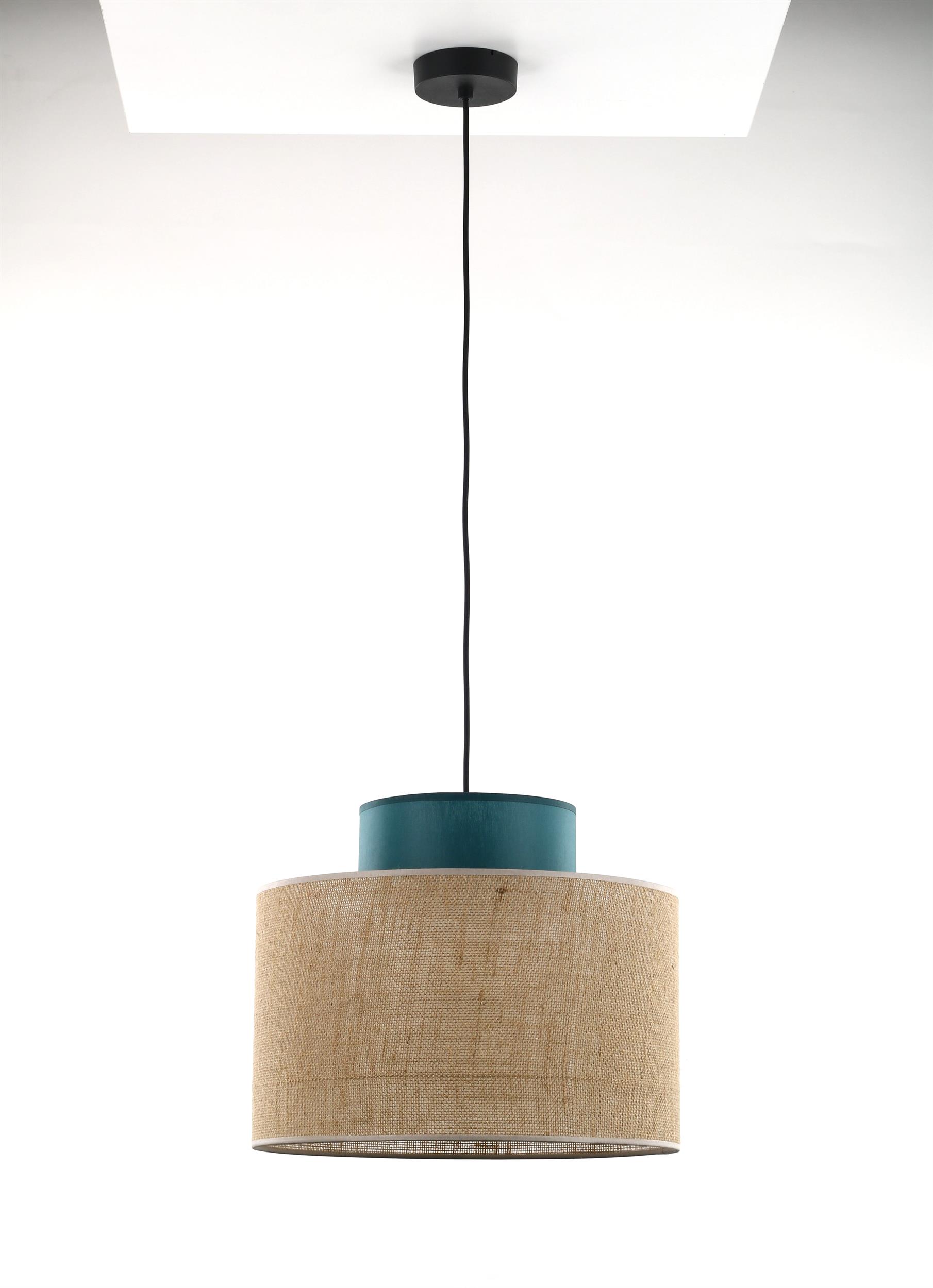 TK Lighting Duo Juta Green lampa wisząca 1x15W czarny/zielony 3256