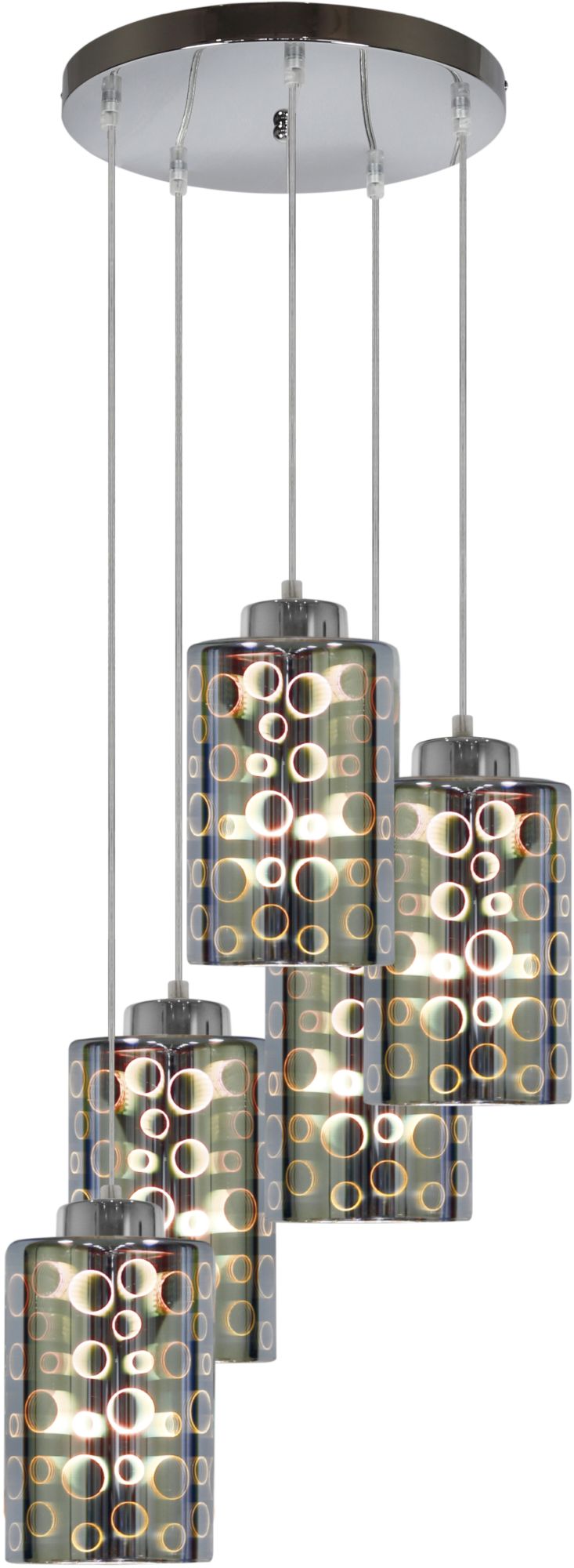 Candellux Nocturno lampa wisząca 5x40W mix kolorów/chrom 35-57730