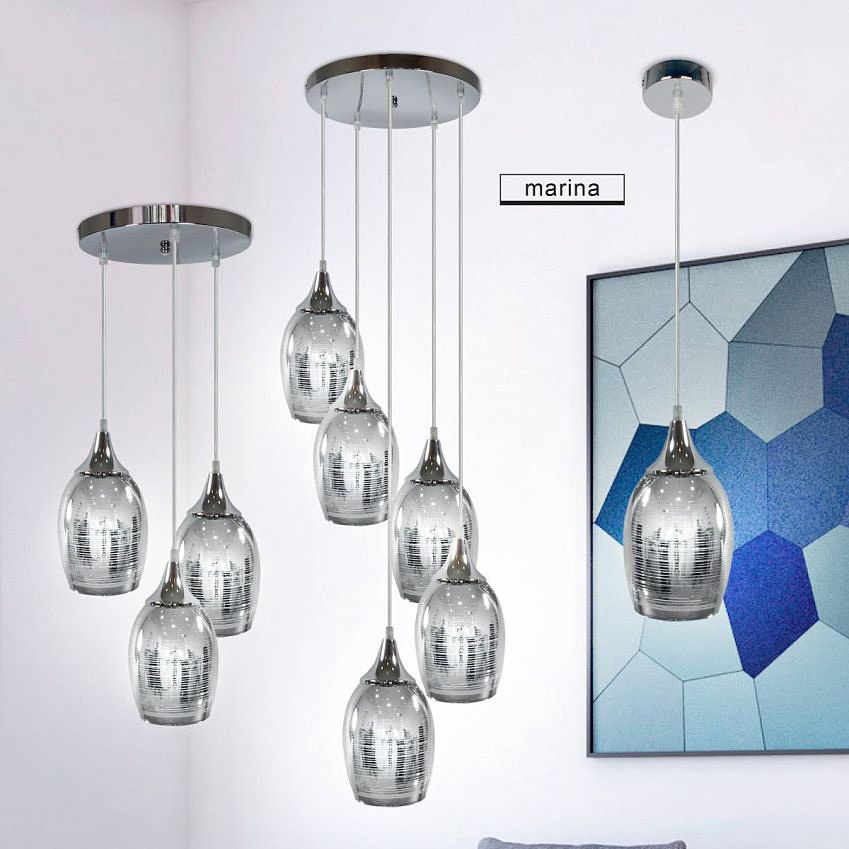 Candellux Marina lampa wisząca 3x60W chrom/szkło 33-60181