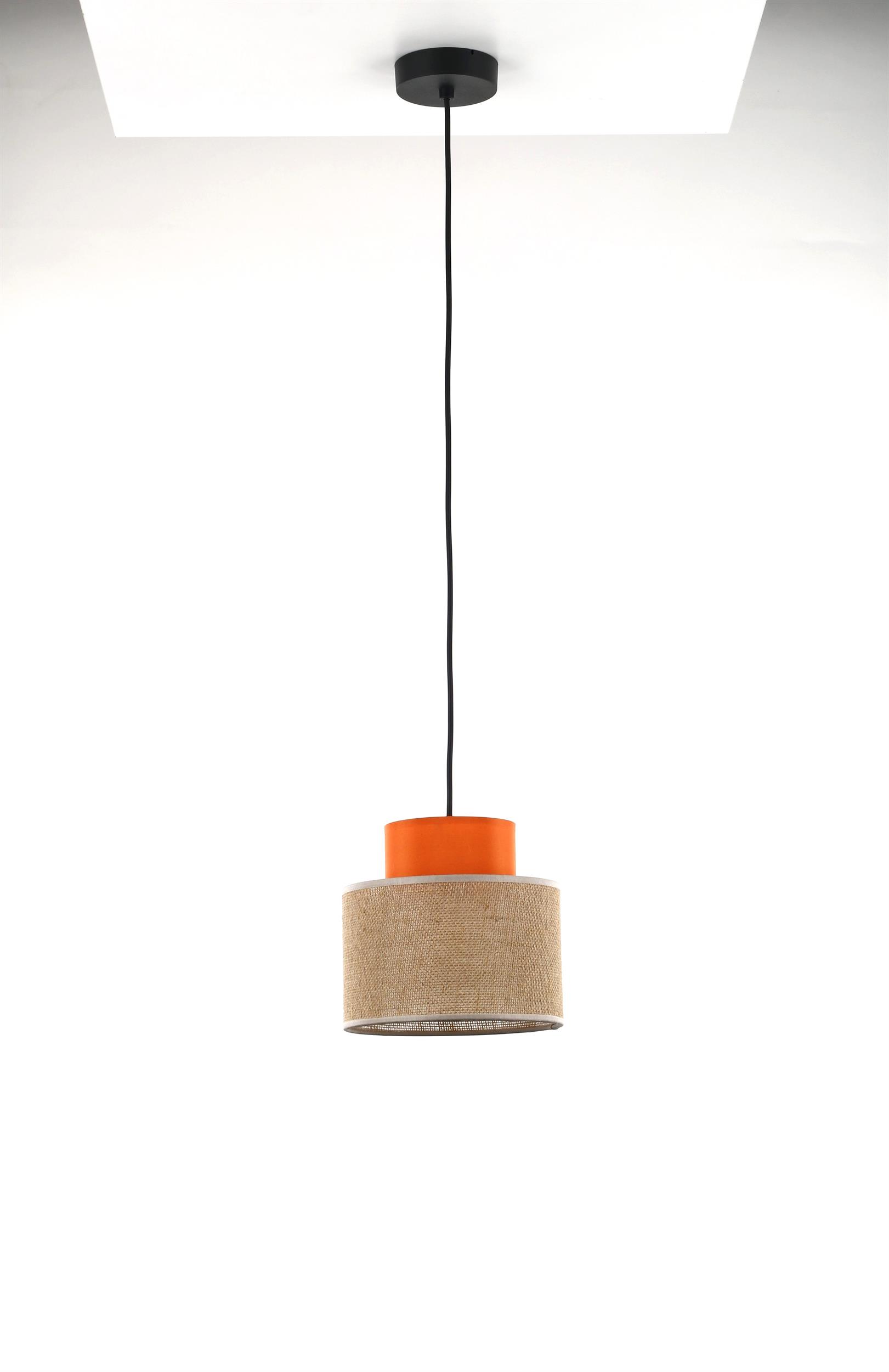 TK Lighting Duo Juta lampa wisząca 1x15W czarny/pomarańczowy 3255