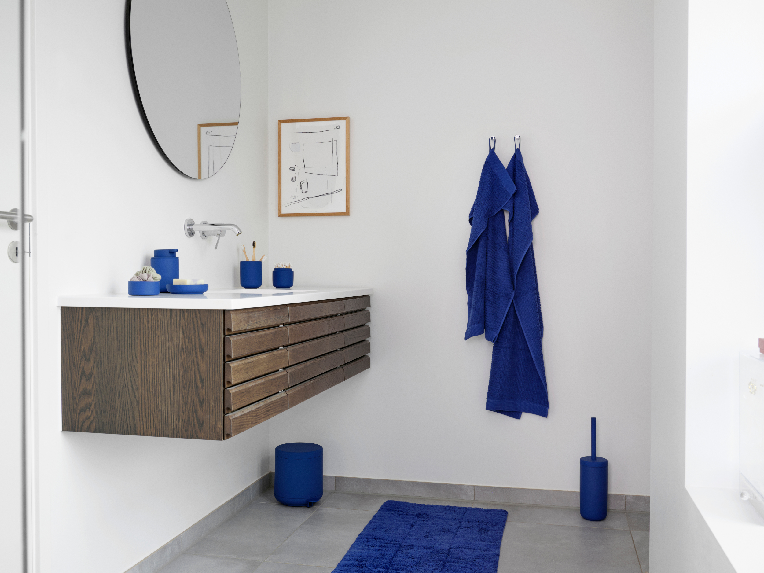 Zone Denmark Tiles dywanik łazienkowy 80x50 cm prostokątny niebieski 31574