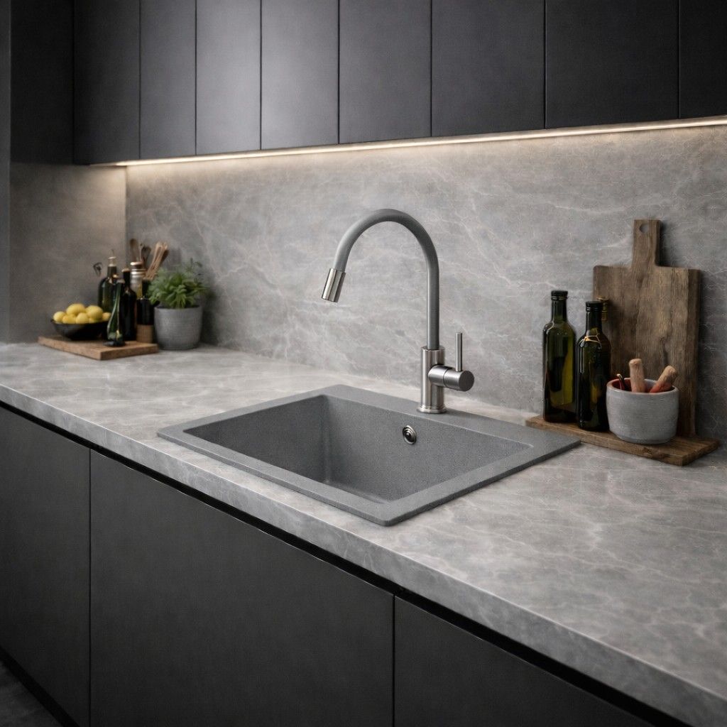 Ruvetti Ditto 50 zlewozmywak granitowy 49x45 cm szary 3001D_GR50_W