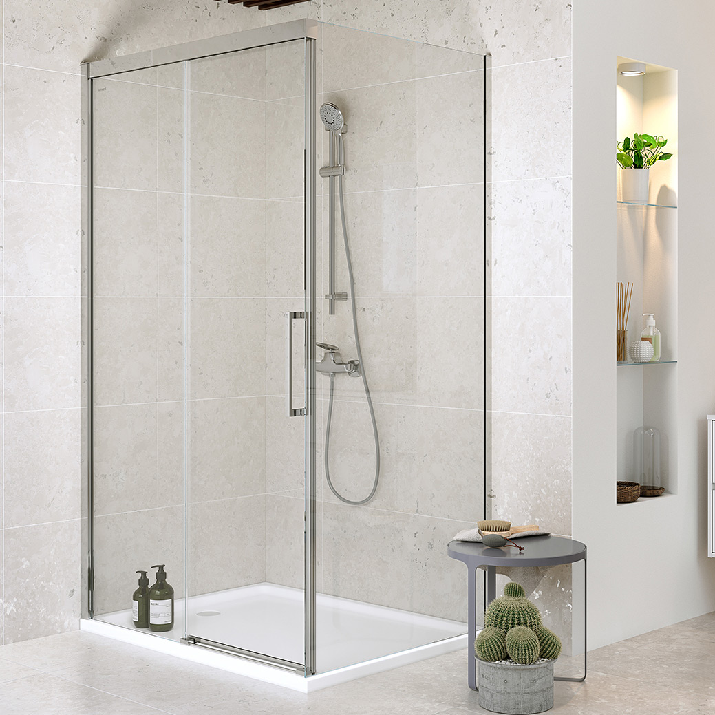 Cersanit Crea drzwi prysznicowe 140 cm chrom/szkło przezroczyste S159-008