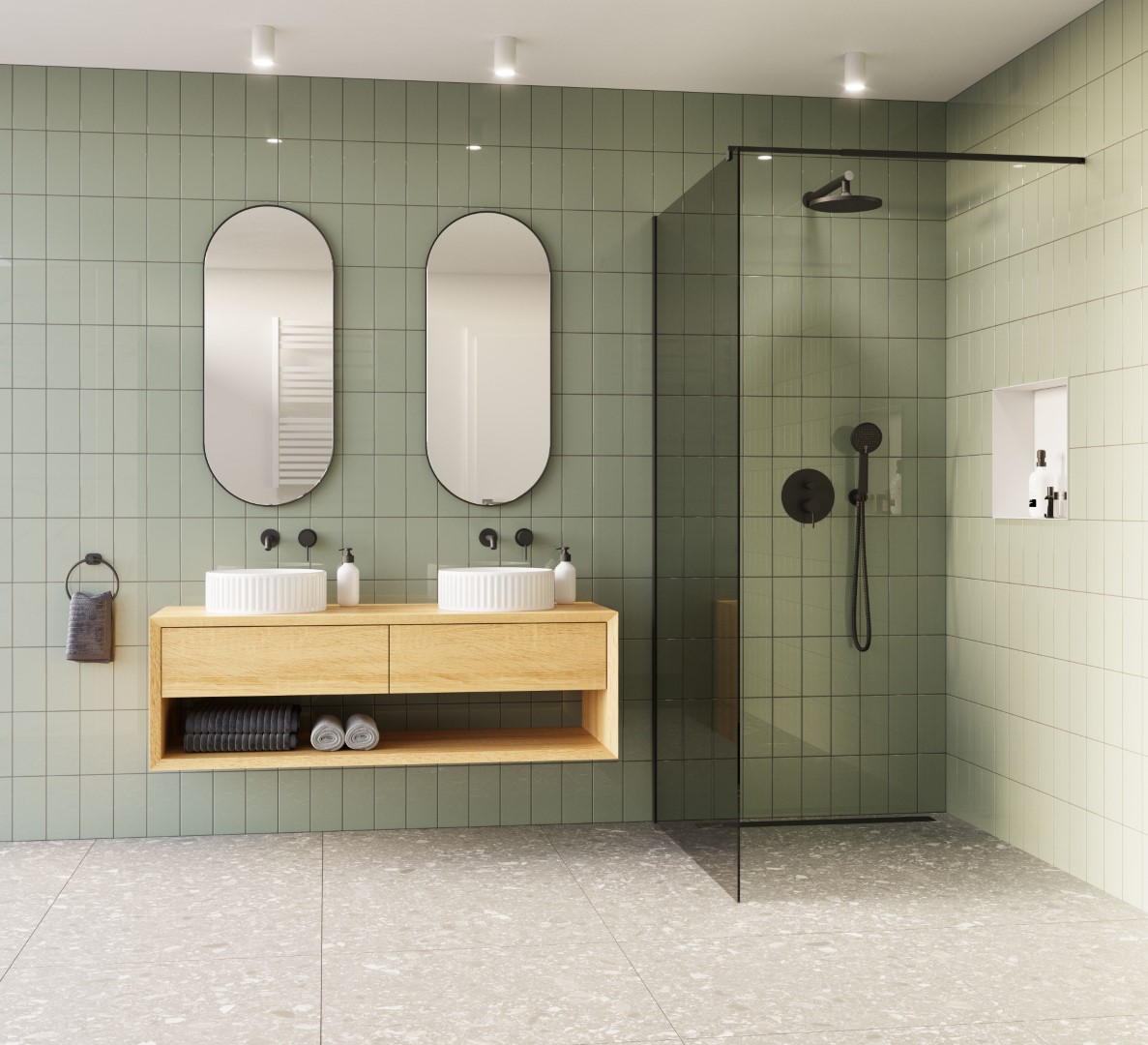 Invena ścianka prysznicowa walk-in 90 cm czarny półmat/szkło grafitowe AK-32-193