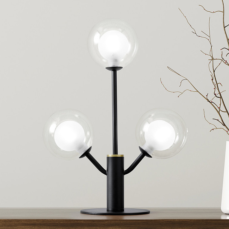 Miloox Cosmo lampa stołowa 3x40W czarna/przezroczysta 1744.169
