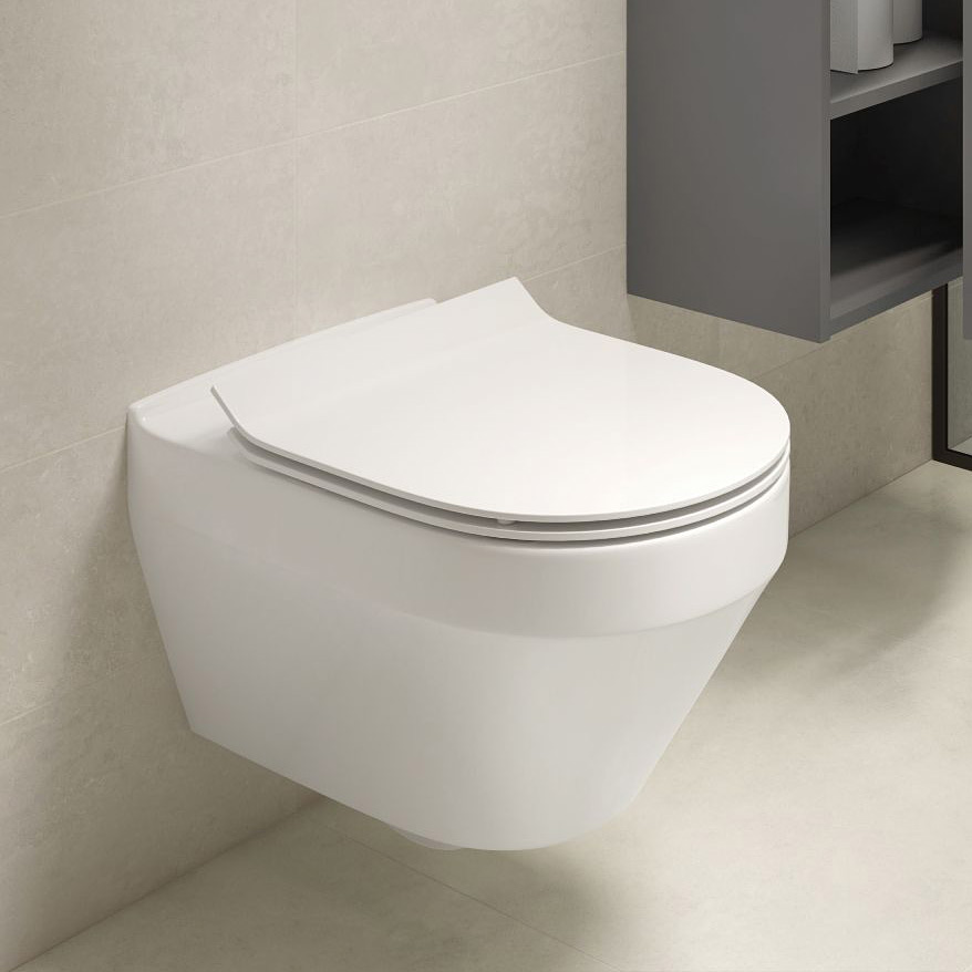 Zestaw Cersanit Crea Oval miska WC wisząca Clean On z deską wolnoopadającą Slim EcoBox biały S701-212-ECO - Wysyłka w 24h