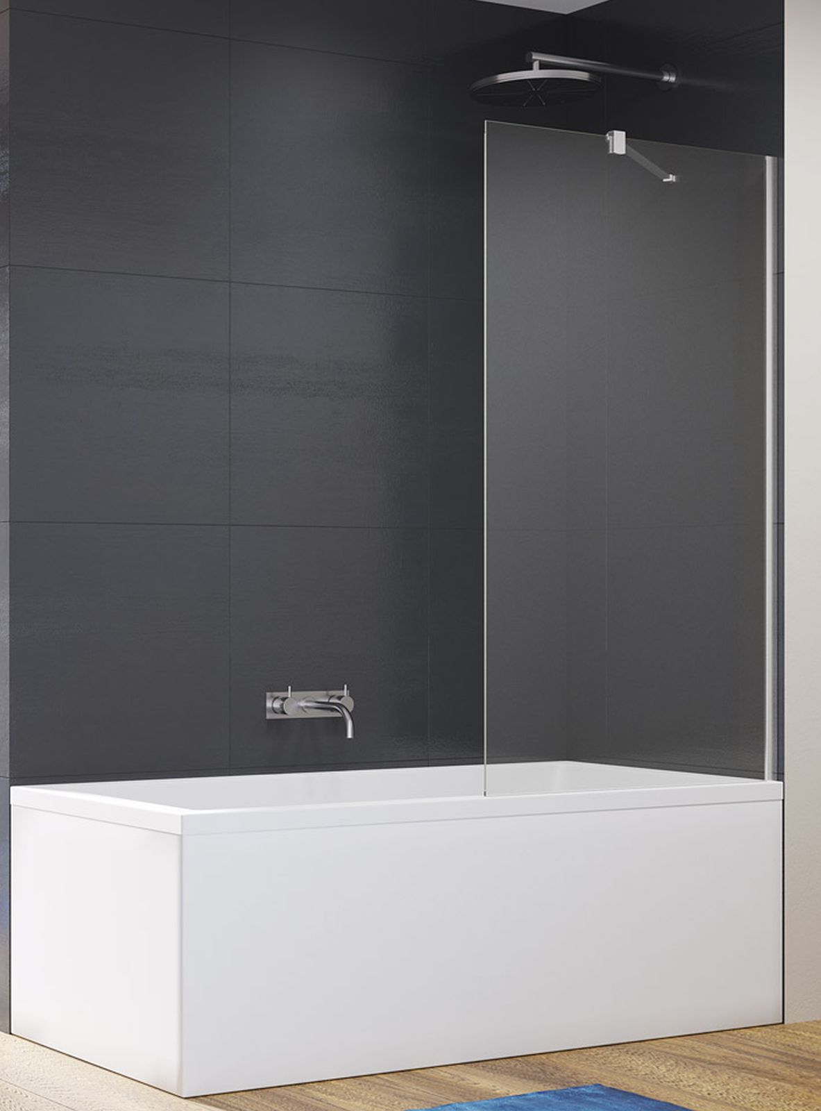 Ronal Easy parawan nawannowy 70 cm 1-częściowy srebrny połysk/szkło przezroczyste STR4P6B0705007