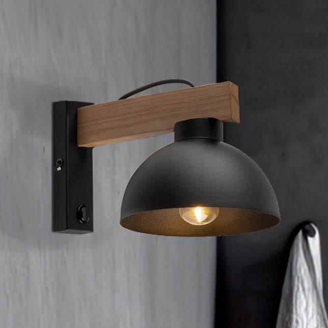 TK Lighting Oslo kinkiet 1x15W czarny/jasne drewno 4961