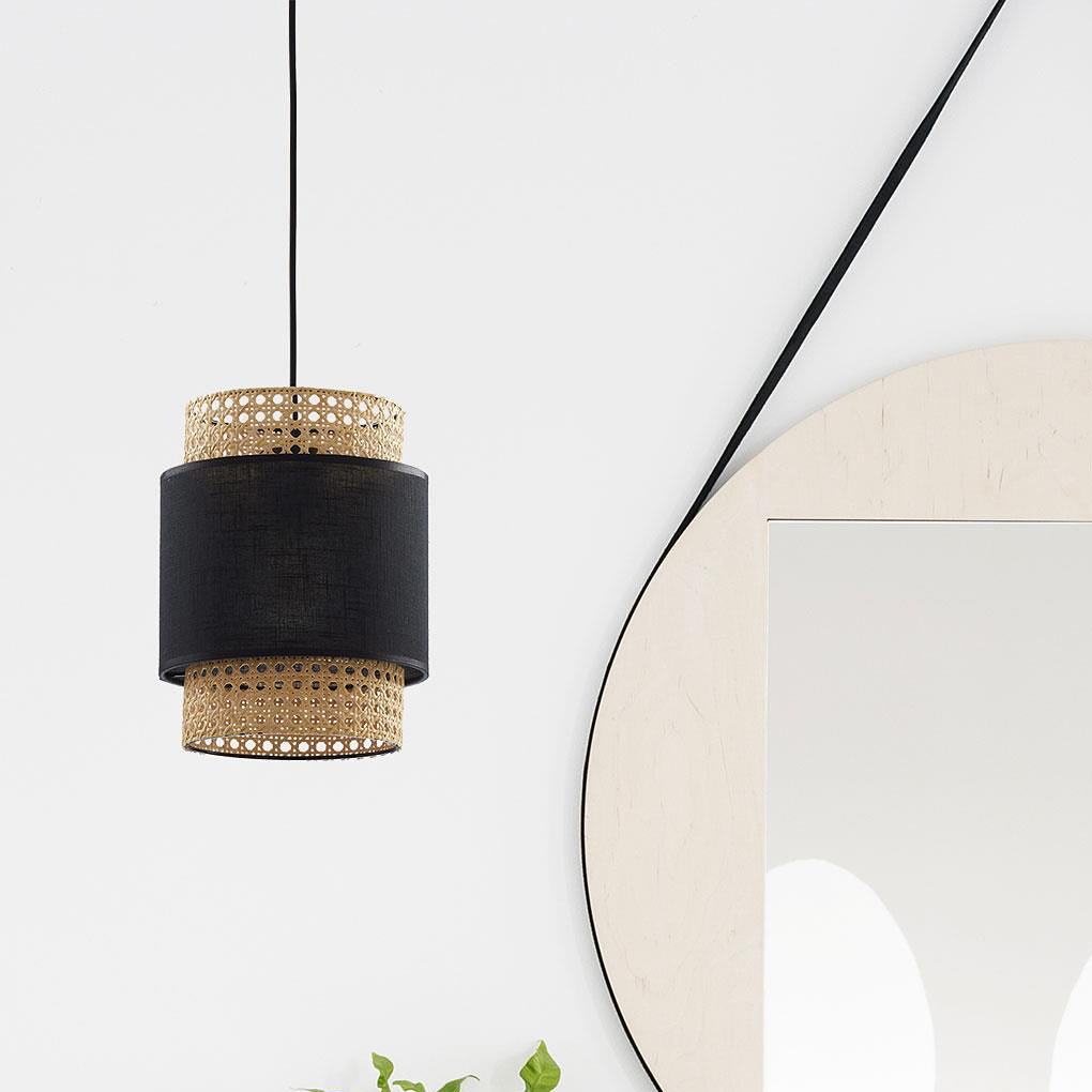 TK Lighting Boho Black lampa wisząca 1x15W czarny/beżowy 6540 - Wysyłka w 24h
