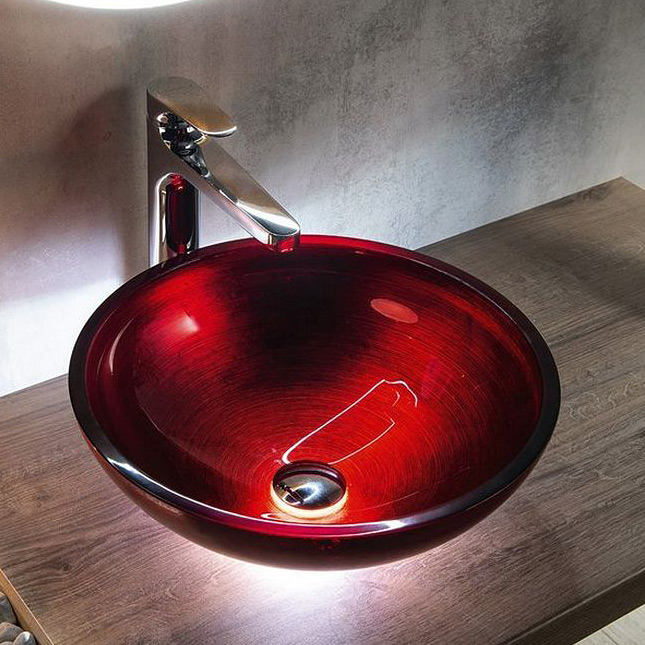 Sapho Murano Rosso Impero umywalka 40 cm nablatowa okrągła czerwona AL5318-63