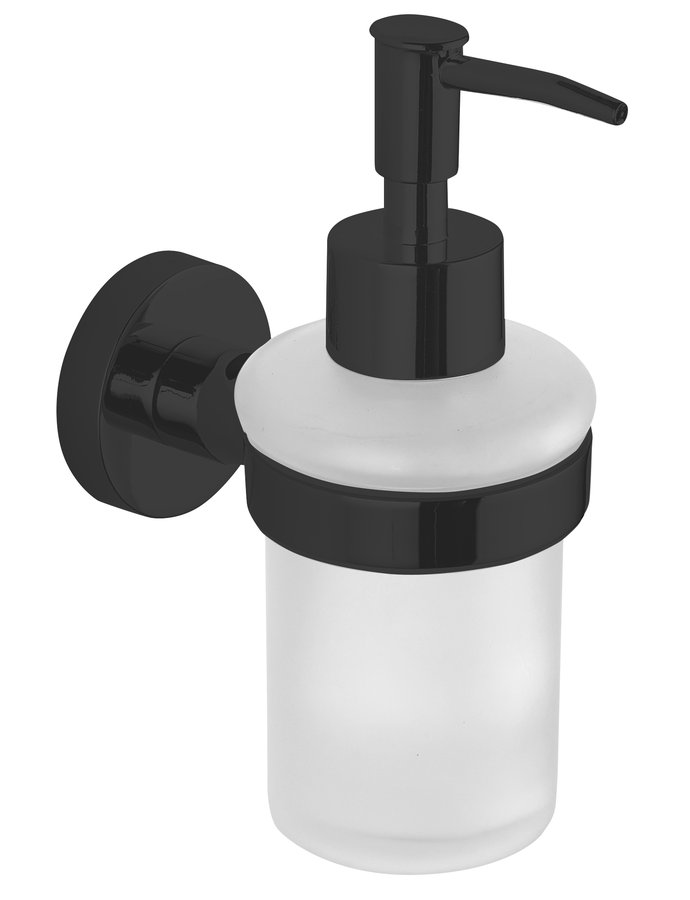 Aqualine Samba dozownik do mydła 150 ml ścienny czarny/szkło mleczne SB219