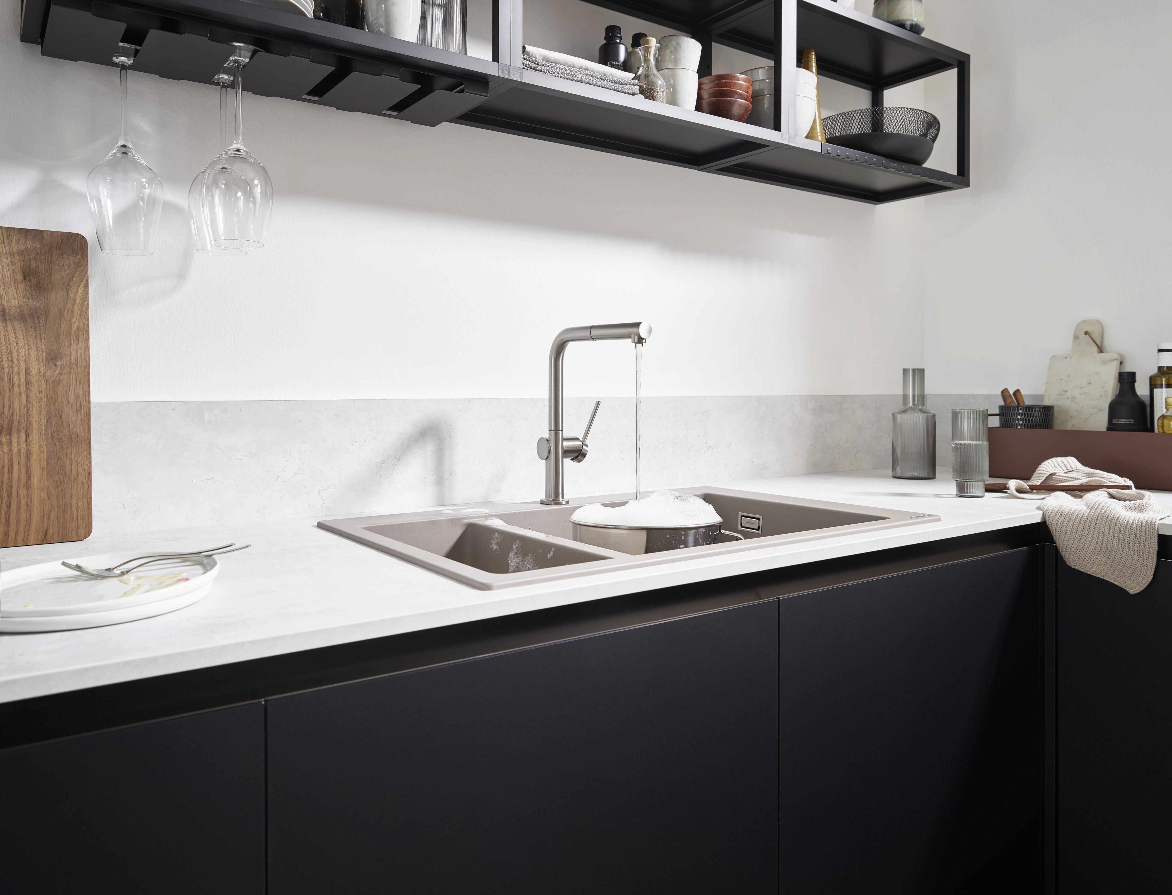 Hansgrohe S 51 zlewozmywak granitowy 77x51 cm szary beton 43315380
