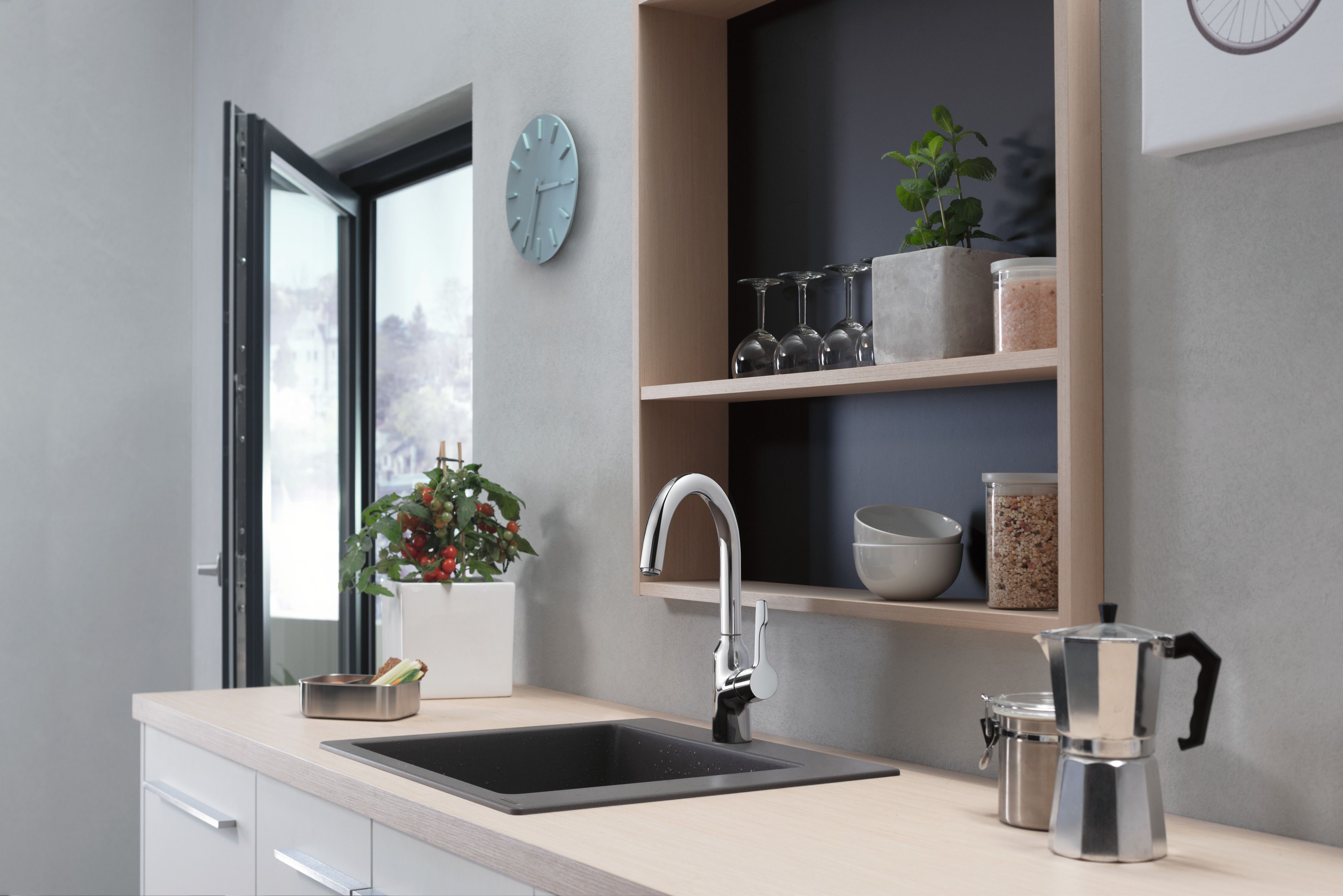 Hansgrohe S 51 zlewozmywak granitowy 56x54 cm szary kamień 43312290