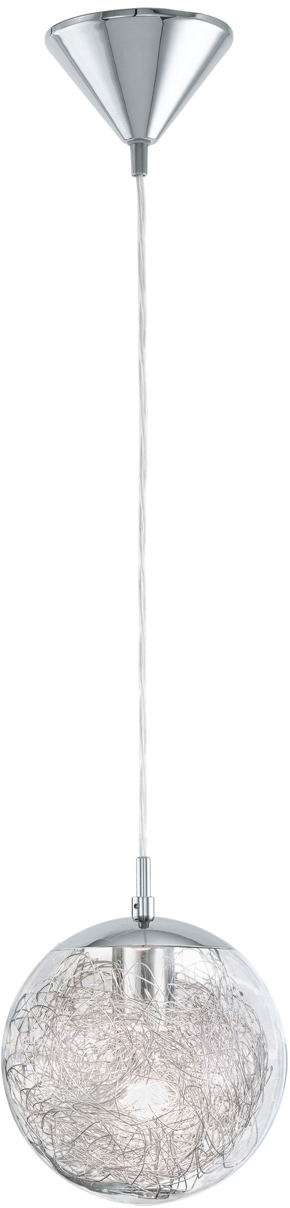 Eglo Luberio lampa wisząca 1x60W chrom/przezroczysty/aluminium 93073 - Wysyłka w 24h