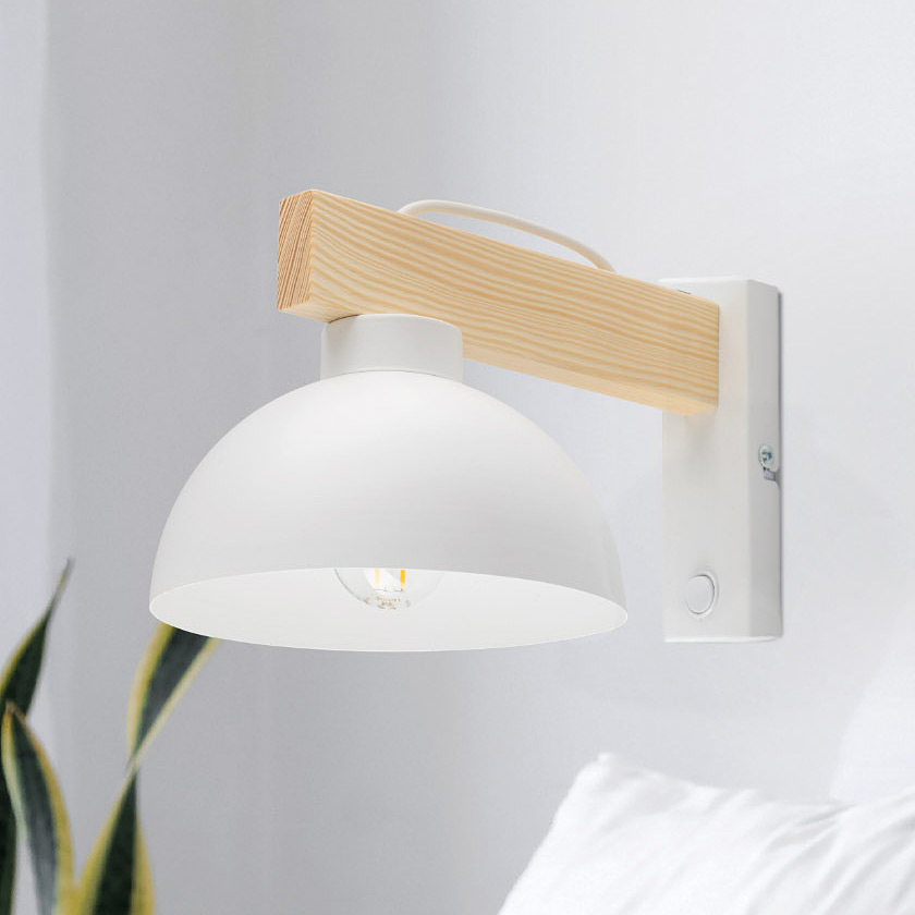 TK Lighting Oslo kinkiet 1x15W biały/jasne drewno 4962