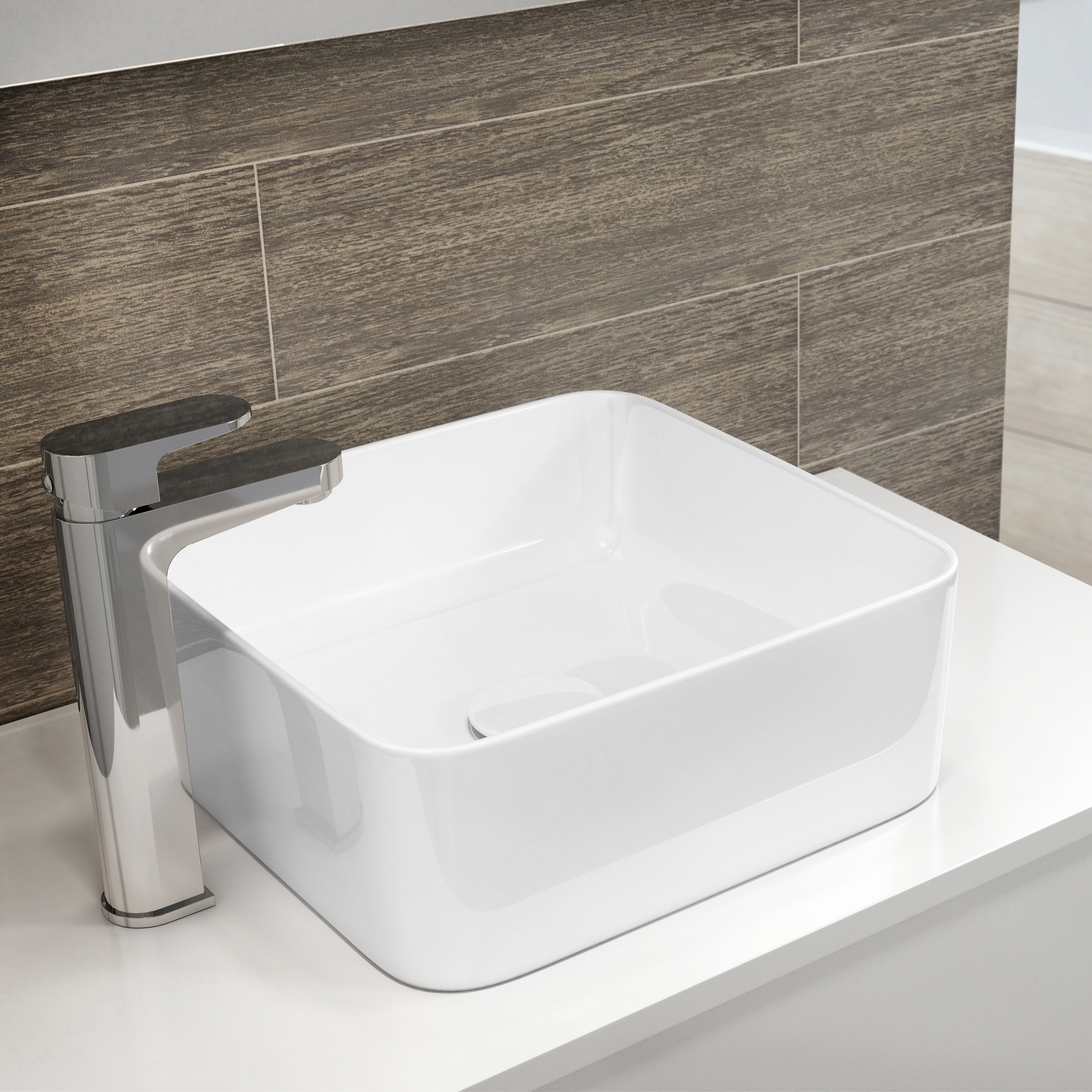 Cersanit Crea umywalka 35 cm nablatowa kwadratowa biała K114-007 - Wysyłka w 24h