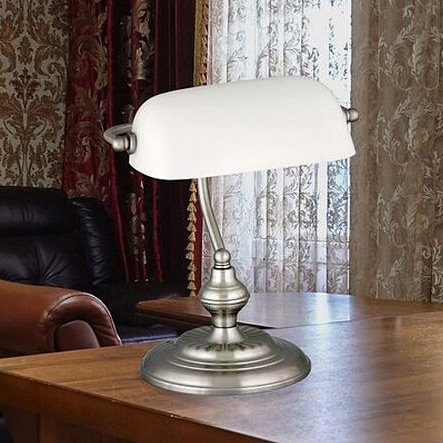 Rabalux Bank lampa biurkowa 1x60W biała/chrom 4037
