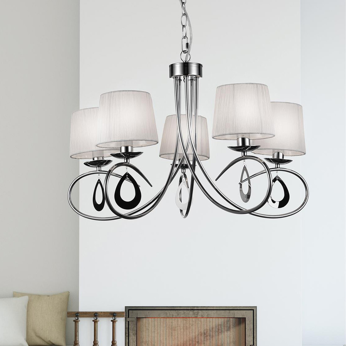 Candellux Arnika lampa wisząca 5x40W chrom/biały 35-21687
