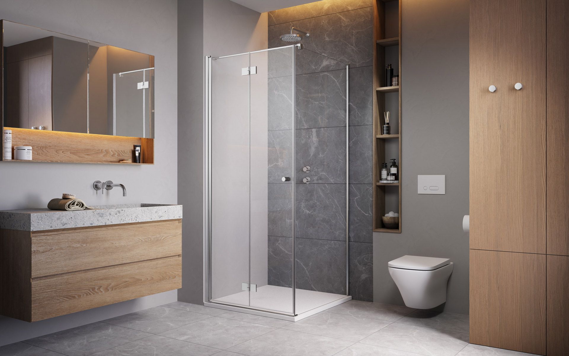 Radaway Essenza New KDJ-B drzwi prysznicowe 90 cm lewe chrom/szkło przezroczyste 1385082-01-01L