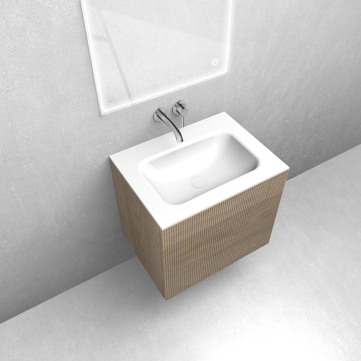 Zestaw Oltens Lun szafka podumywalkowa 60 cm z umywalką Kalla LavaForm dąb/biały połysk 68770060 - Wysyłka w 24h