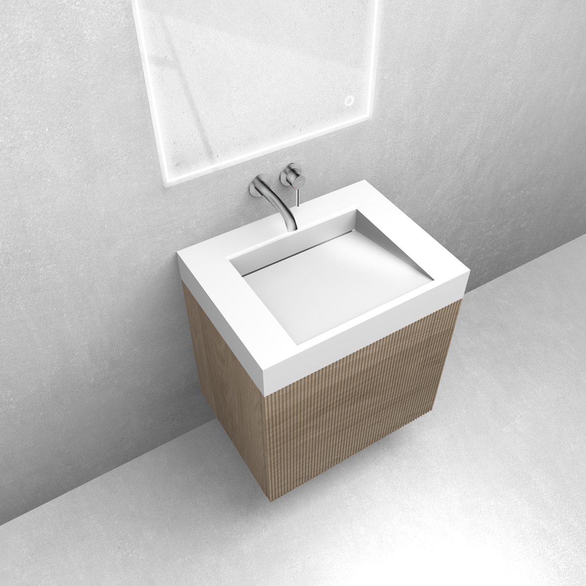 Zestaw Oltens Lun szafka podumywalkowa 60 cm z umywalką Stila LavaForm dąb/biały połysk 68788060 - Wysyłka w 24h