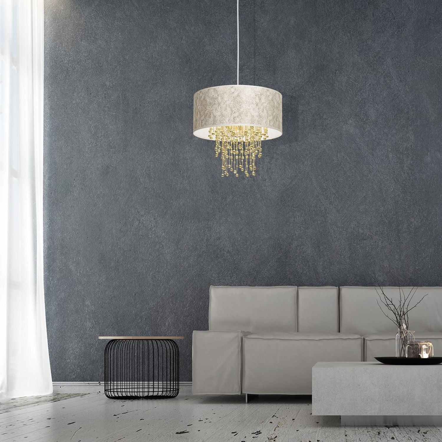 Milagro Almeria lampa wisząca 1x60W biało/złota/chrom/kryształ MLP6446 - Wysyłka w 24h