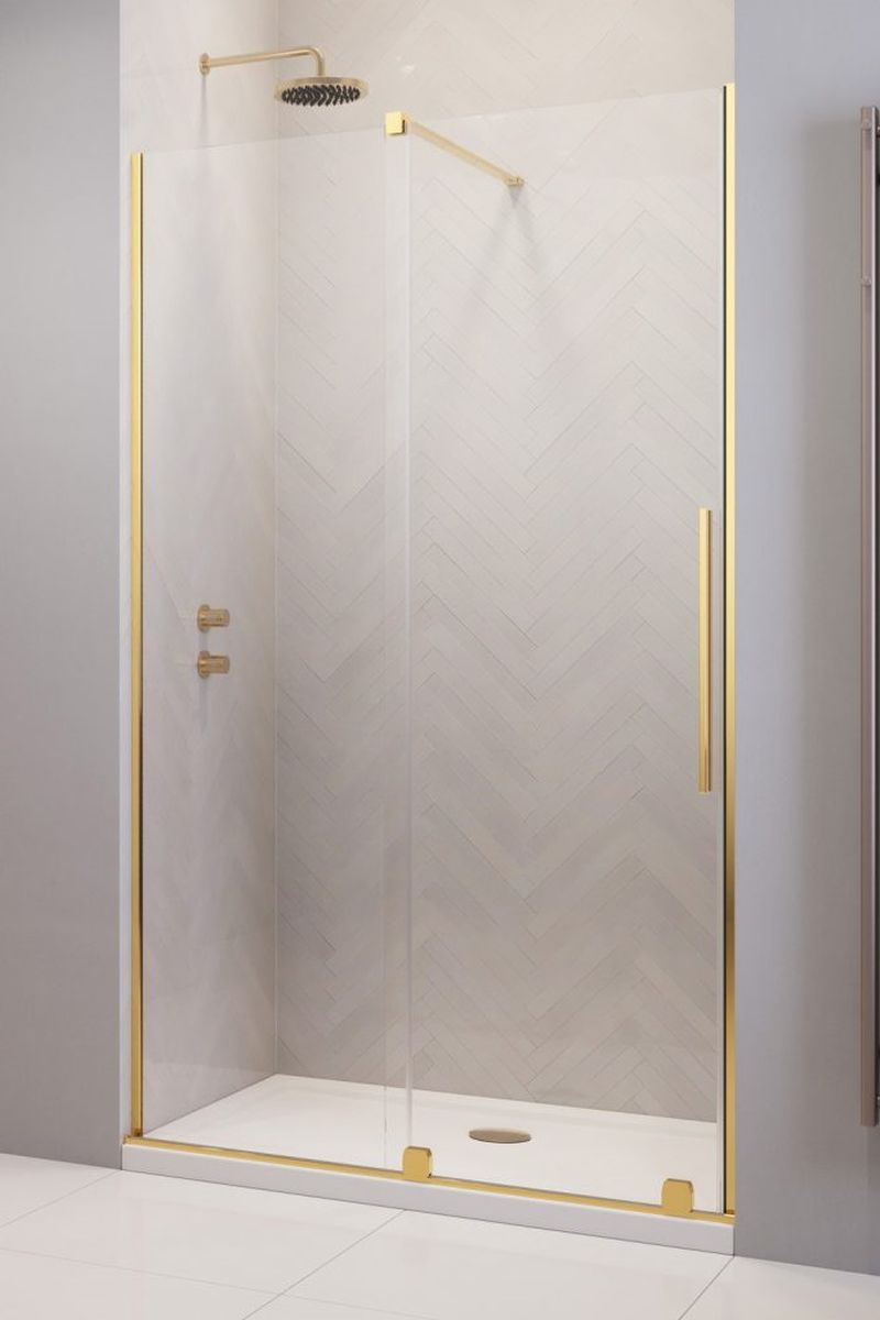 Radaway Furo Gold DWJ drzwi prysznicowe 140 cm lewe złoty/szkło przezroczyste 10107722-09-01L/10110680-01-01