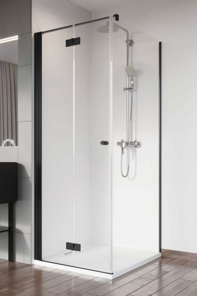Radaway Nes Black KDJ B drzwi prysznicowe 90 cm lewe czarny mat/szkło przezroczyste 10025090-54-01L