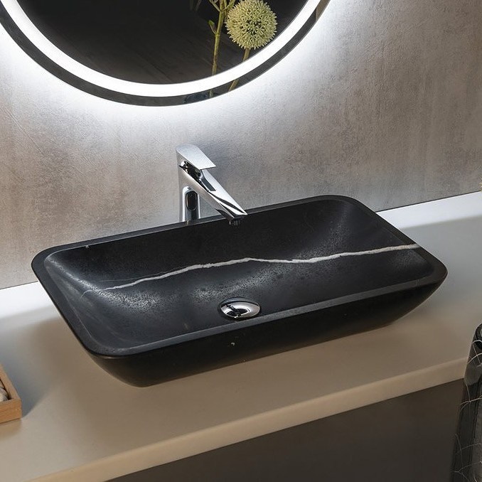 Sapho Blok umywalka 60x35 cm nablatowa prostokątna czarny Marquin mat 2401-39