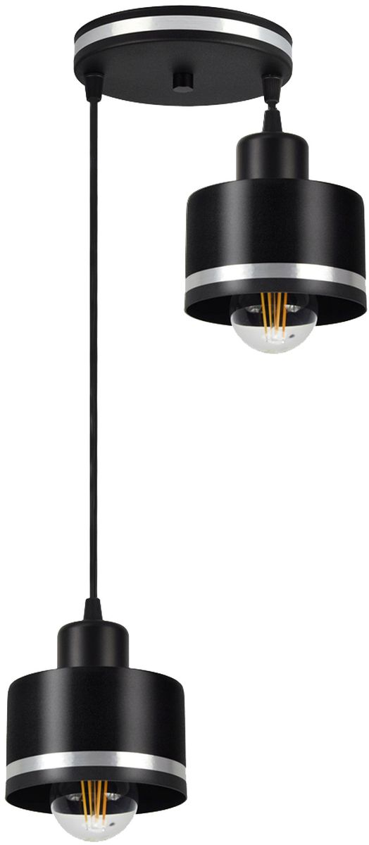 Candellux Wama lampa wisząca 2x40W czarna/chrom 32-00477