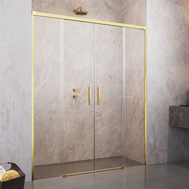 Radaway Idea DWD drzwi prysznicowe 160 cm wnękowe dwuskrzydłowe złoty połysk/szkło przezroczyste 387126-09-01