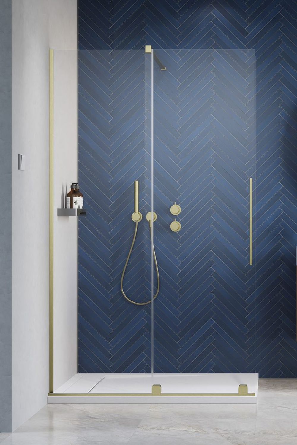 Radaway Furo Brushed Gold Walk-In drzwi prysznicowe 68,8 cm lewe złoty szczotkowany/szkło przezroczyste 10106688-99-01L