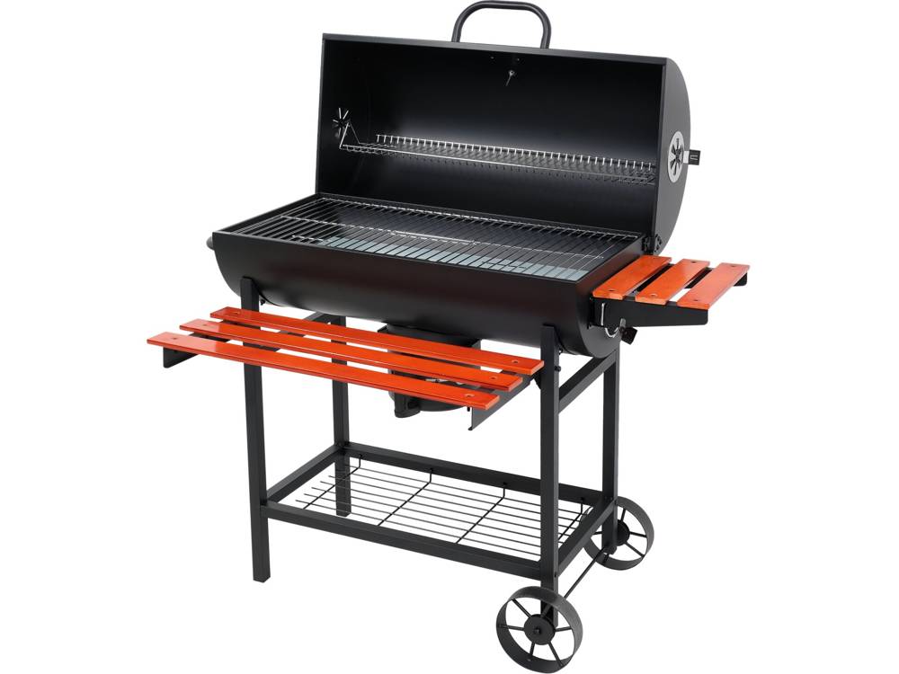 Grill ogrodowy z pokrywą, ruszt węglowy, 3 półki | 99908
