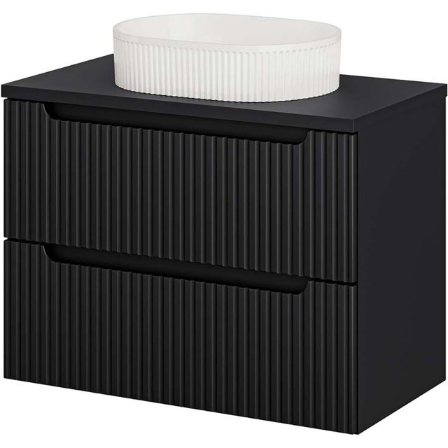 COMAD Zestaw mebli NOVA BLACK szafka z blatem 80 cm, umywalka BEYOND