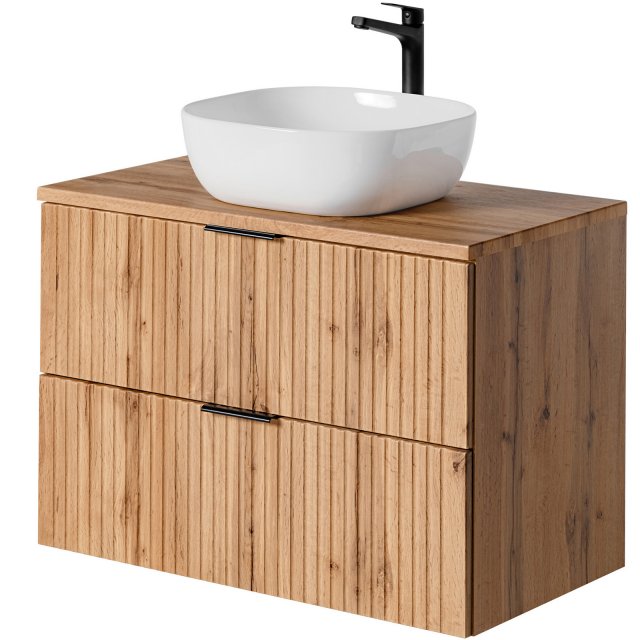 COMAD Zestaw mebli ADEL OAK szafka z blatem 80 cm, umywalka SMILE