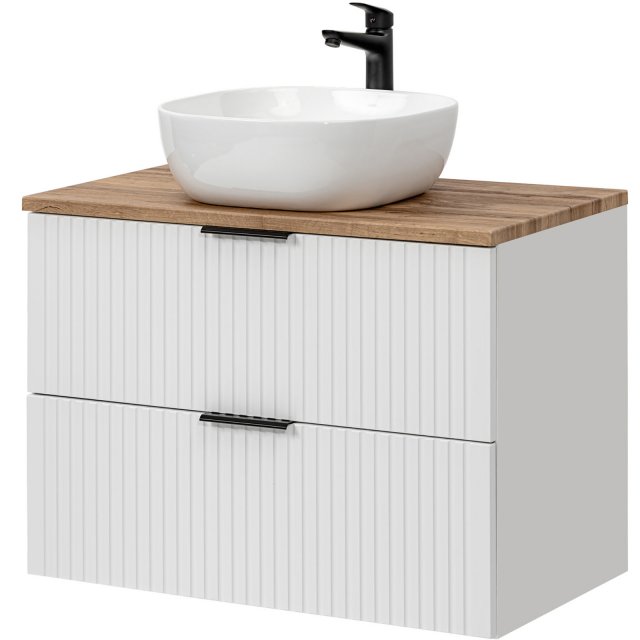COMAD Zestaw mebli ADEL WHITE szafka z blatem OAK 80 cm, umywalka SMI