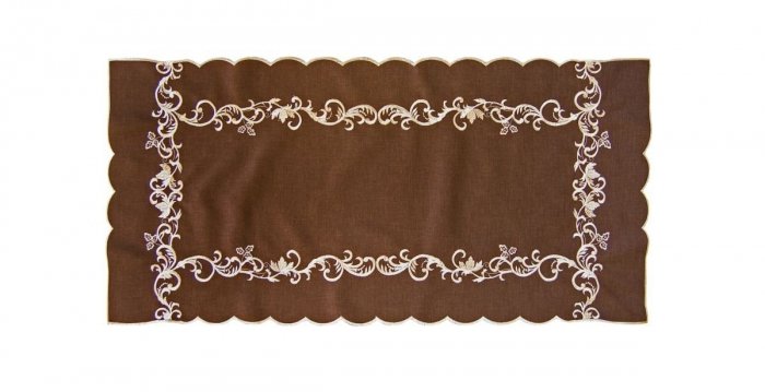 Obrus Haftowany Bruna 57-1 130x160 cm kolor: odcień brązowego