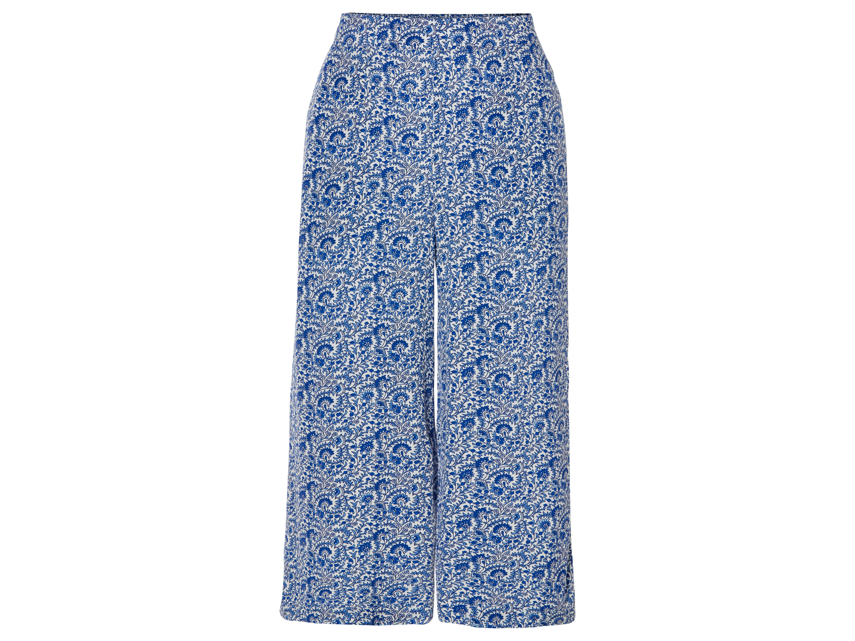 esmara Spodnie damskie z wiskozy, wide leg 46, Niebieski/ biały