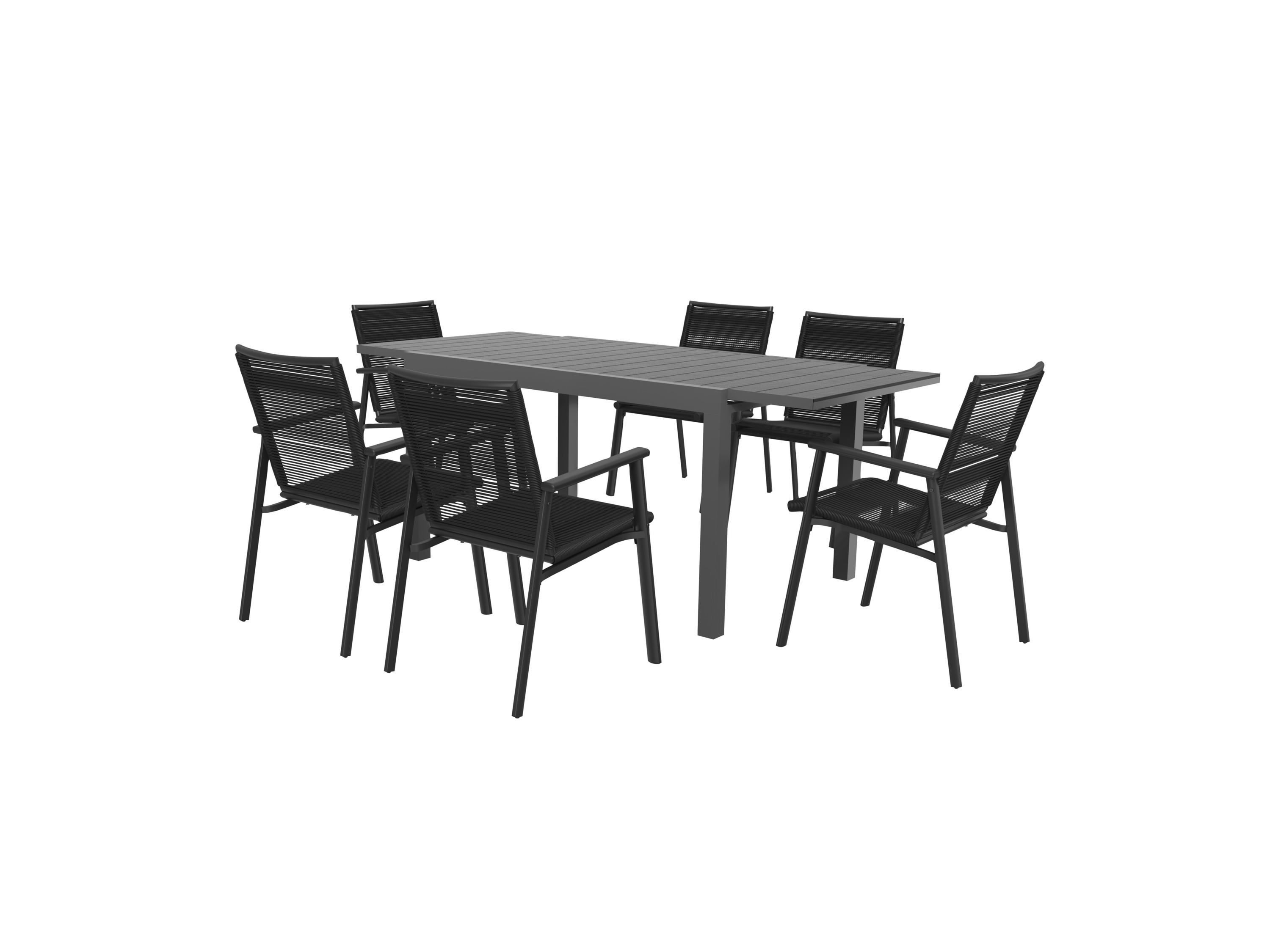 Livarno home Zestaw aluminiowych mebli ogrodowych Miami, stół rozkładany i 6 krzeseł z plecionki