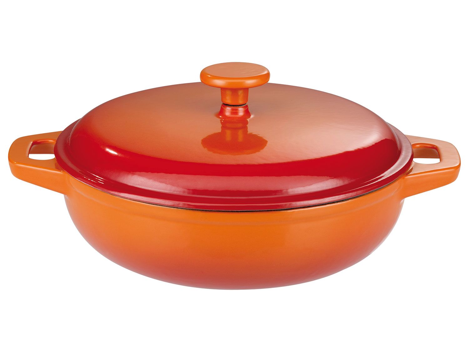 GSW Garnek żeliwny, 4,5 l / Brytfanna, 7 l / Brytfanna 2w1, 5,4 l / Naczynie do tagine, 2 l Garnek do duszenia, Pomarańczowy, 30 cm / 4,5 l
