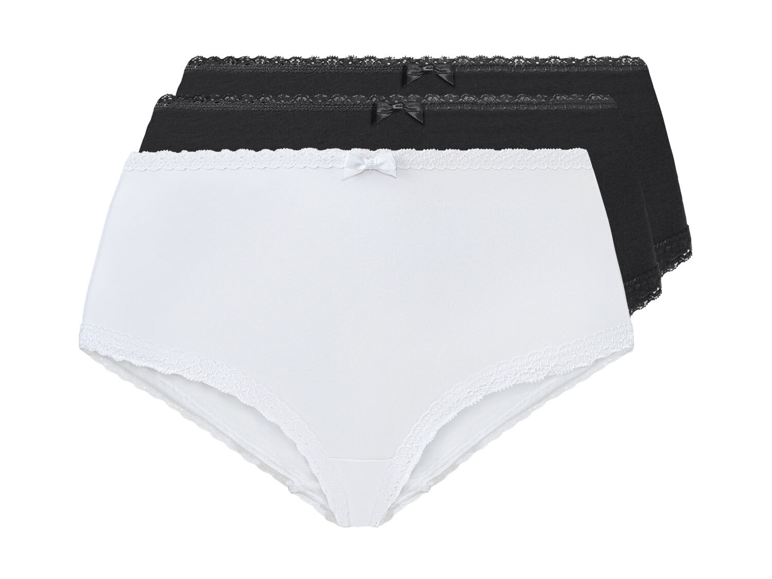 esmara Hipstery damskie z biobawełną, 3 pary Czarny / biały, XS 32/34