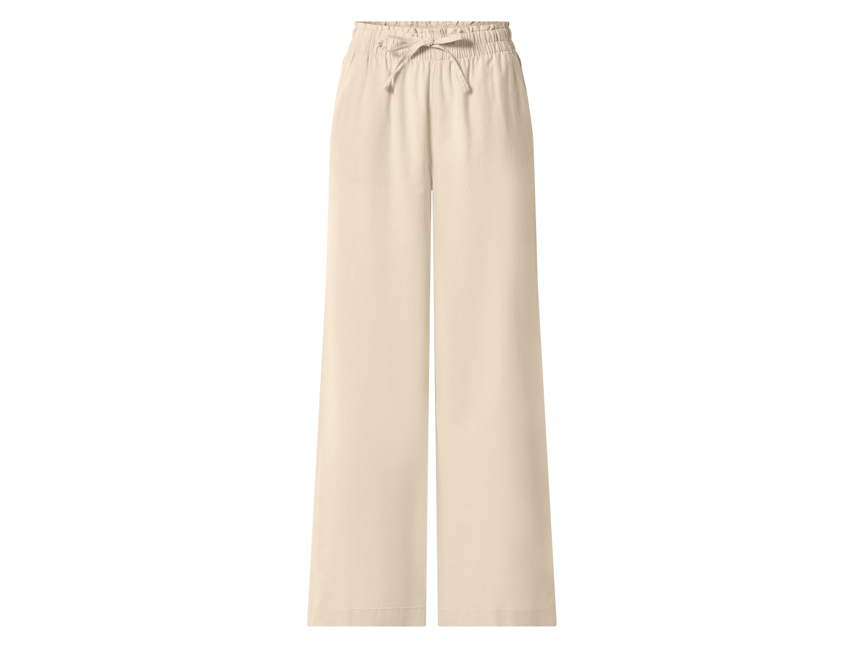 esmara Spodnie wide leg damskie z lnem Beżowy, L44/46