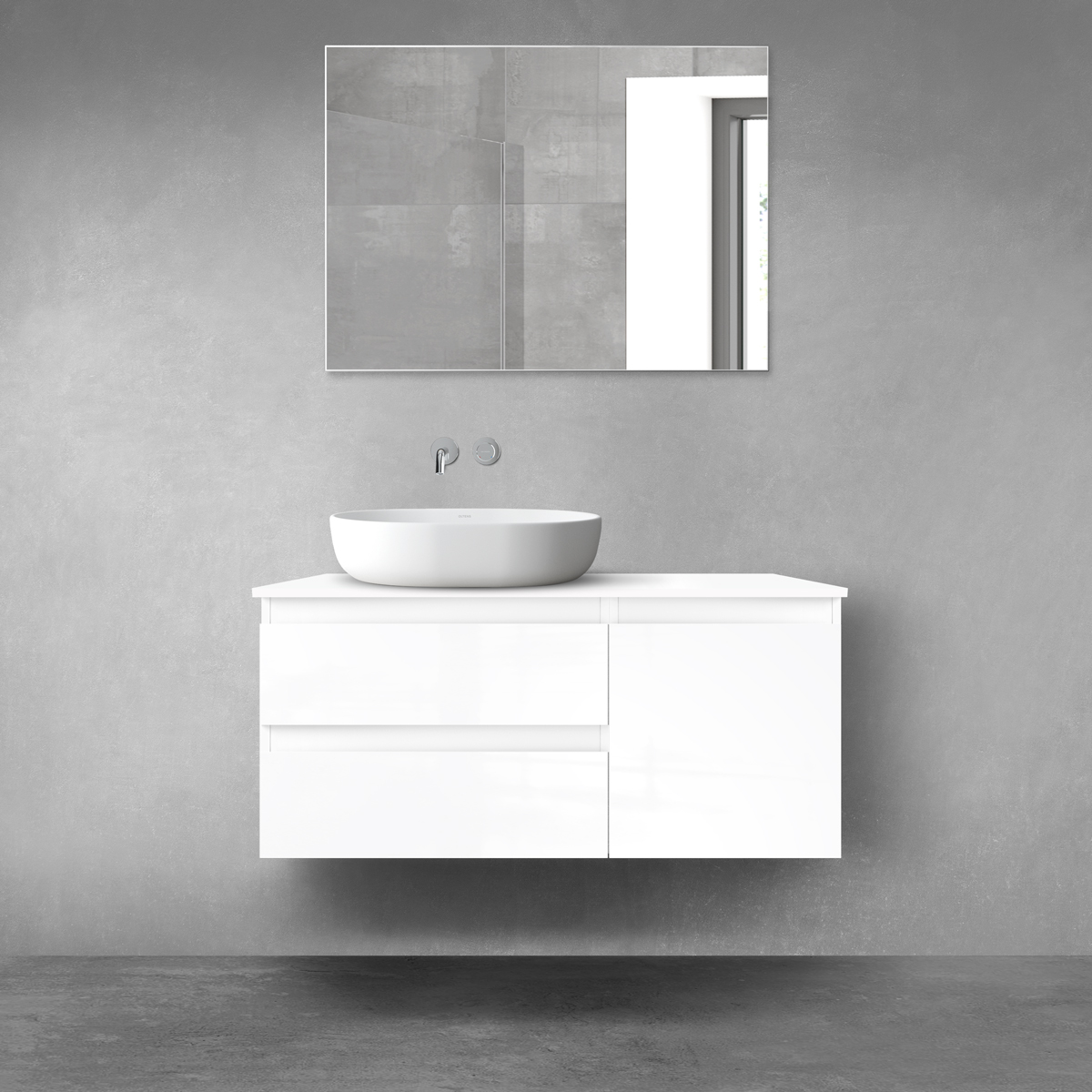 Darmowa Dostawa - Zestaw mebli łazienkowych 100x46.4x48.6 cm podumywalkowa wisząca biała Oltens Vernal 68201000