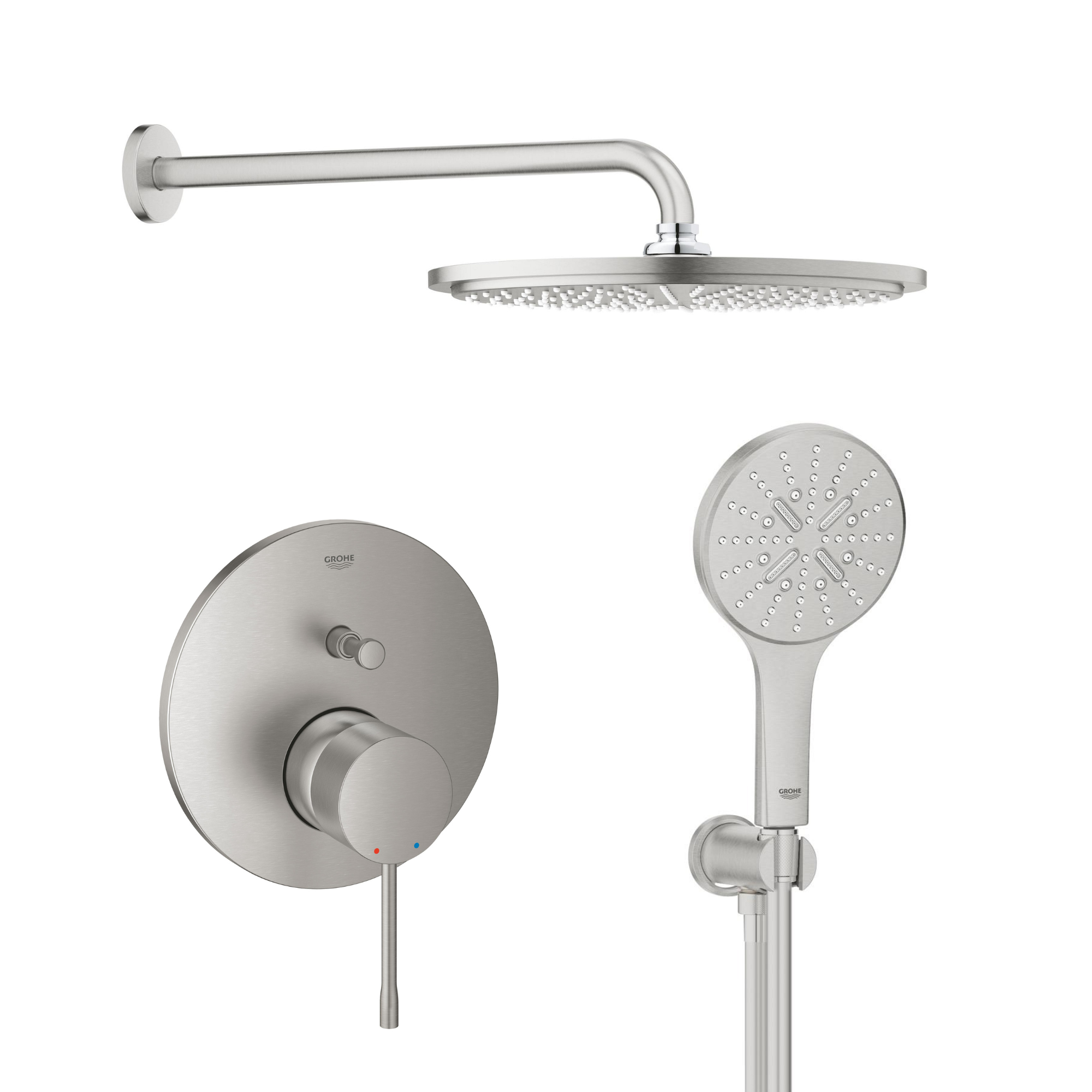 Darmowa Dostawa - Zestaw wannowo-prysznicowy podtynkowy z deszczownicą supersteel Grohe Essence abset10152