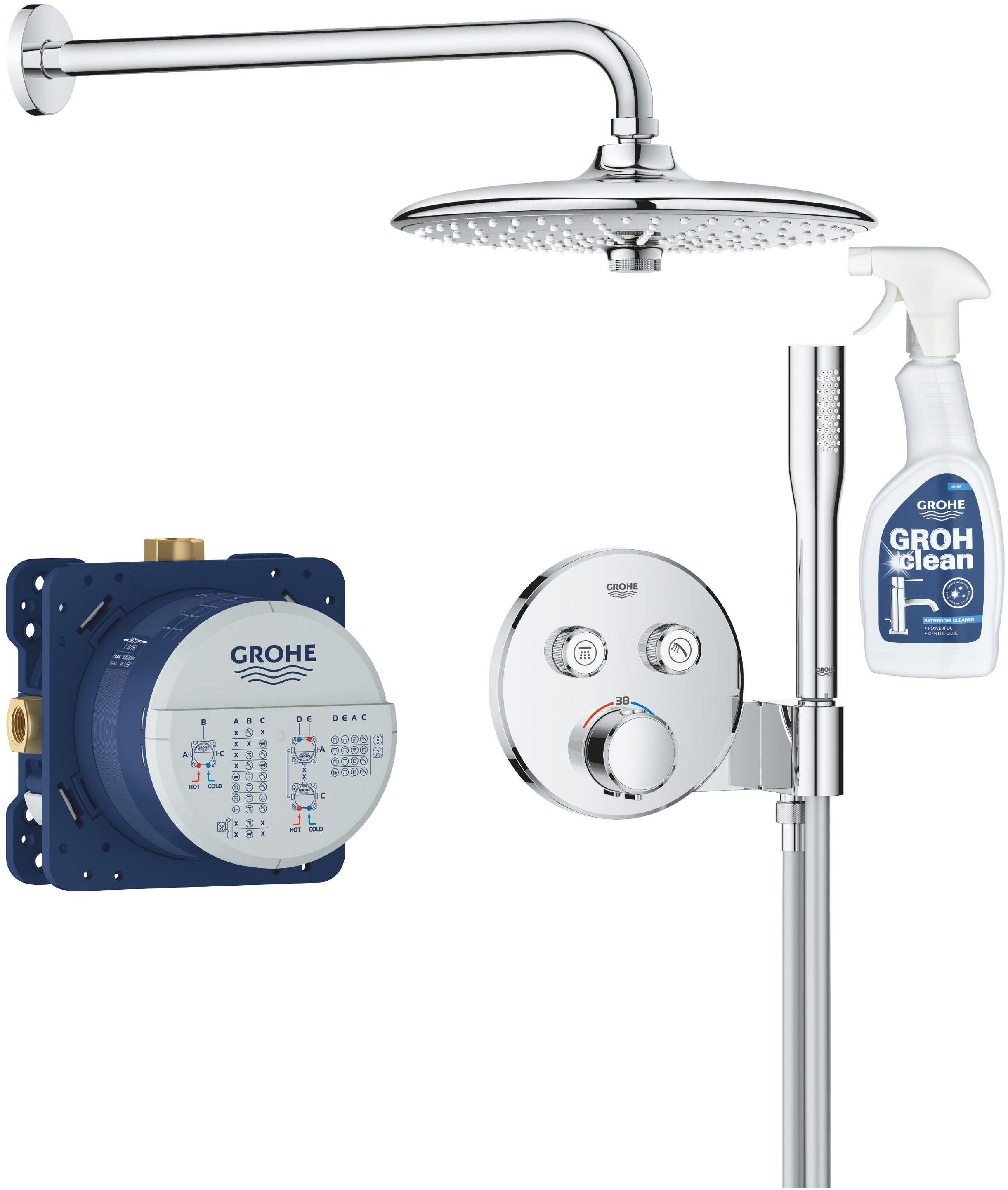 Darmowa Dostawa - Zestaw prysznicowy podtynkowy termostatyczny z deszczownicą chrom Grohe Precision Smartcontrol abset8692