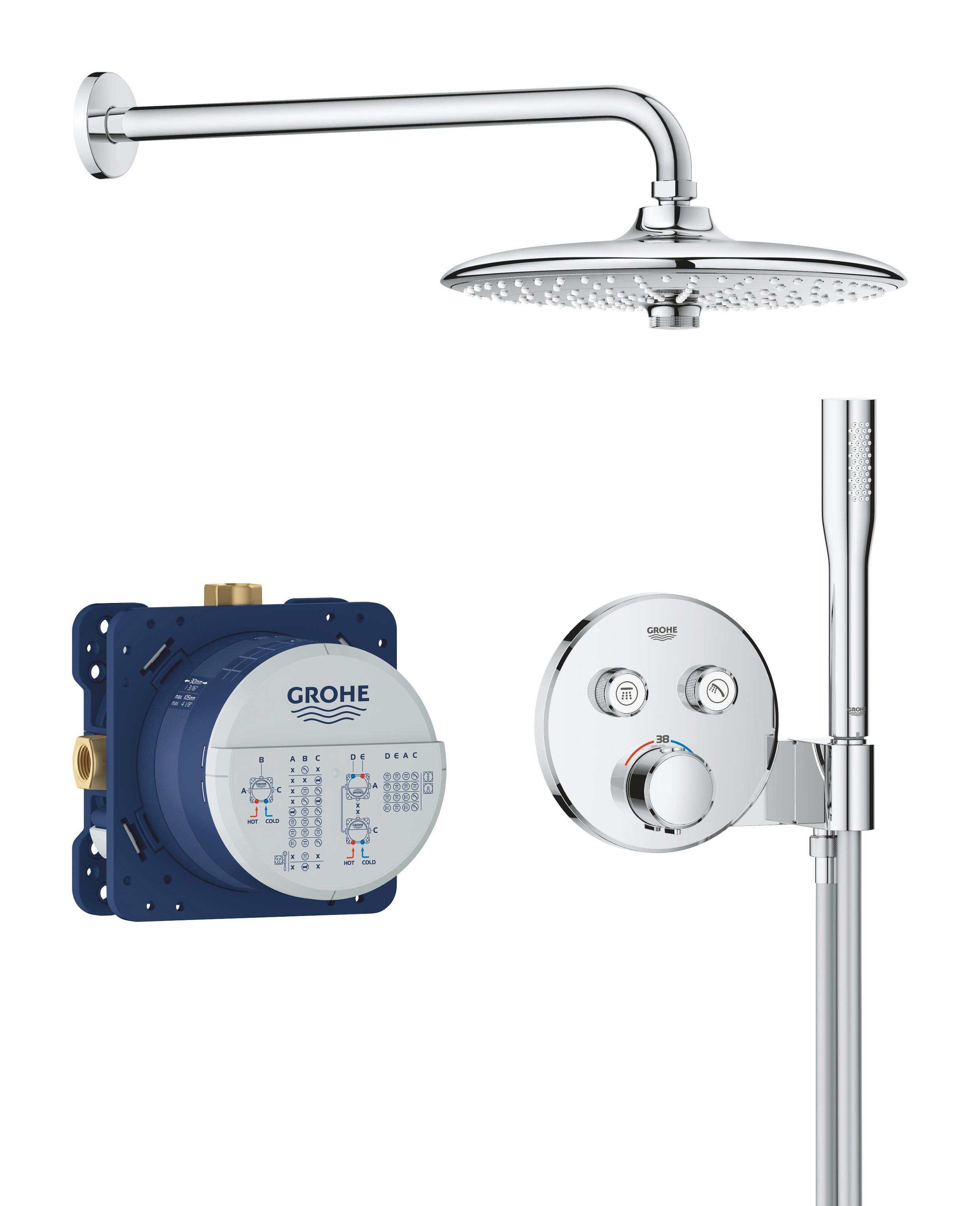 Darmowa Dostawa - Zestaw prysznicowy podtynkowy termostatyczny z deszczownicą chrom Grohe Precision Smartcontrol 34878000