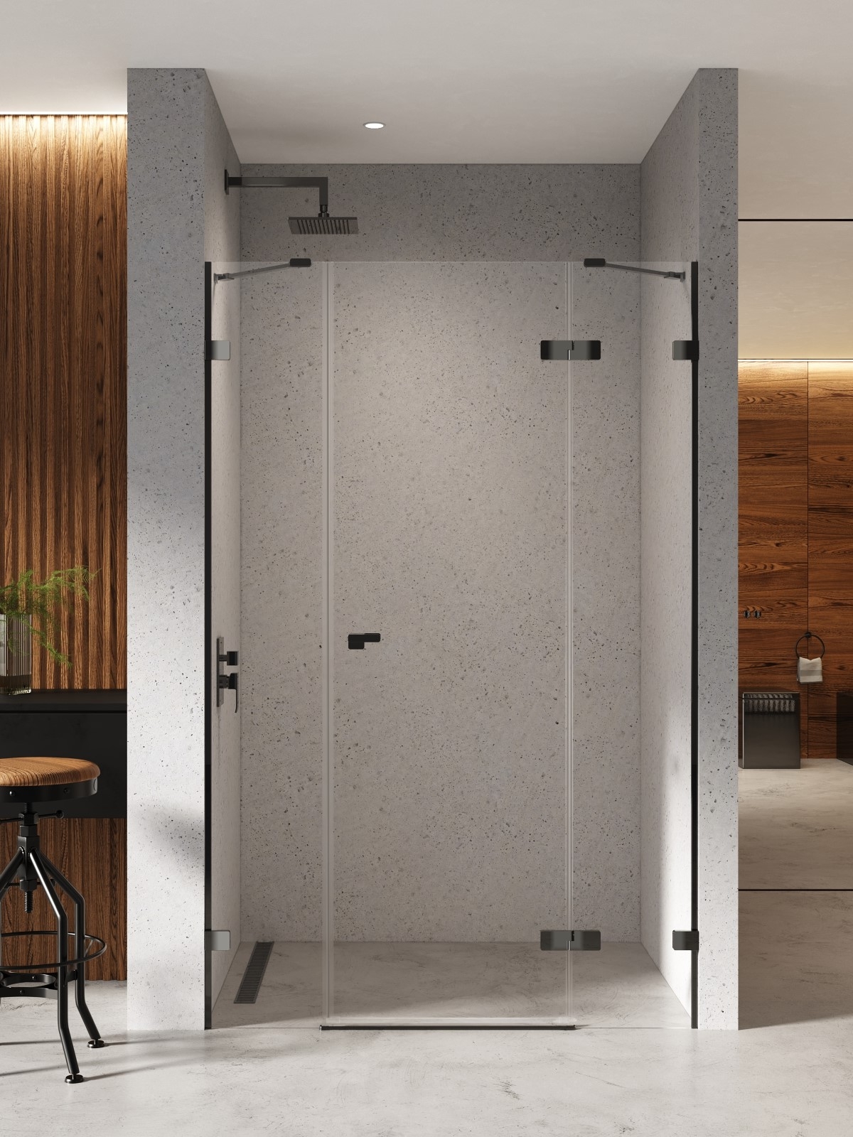 Darmowa Dostawa - Drzwi prysznicowe 170 cm uchylne czarny połysk/szkło przezroczyste New Trendy Eventa Black Chrome EXK6144