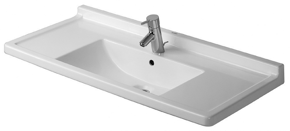 Darmowa Dostawa - Umywalka 105x48.5 cm prostokątna ścienna-meblowa-z blatem biała Duravit Starck 3 0304100000